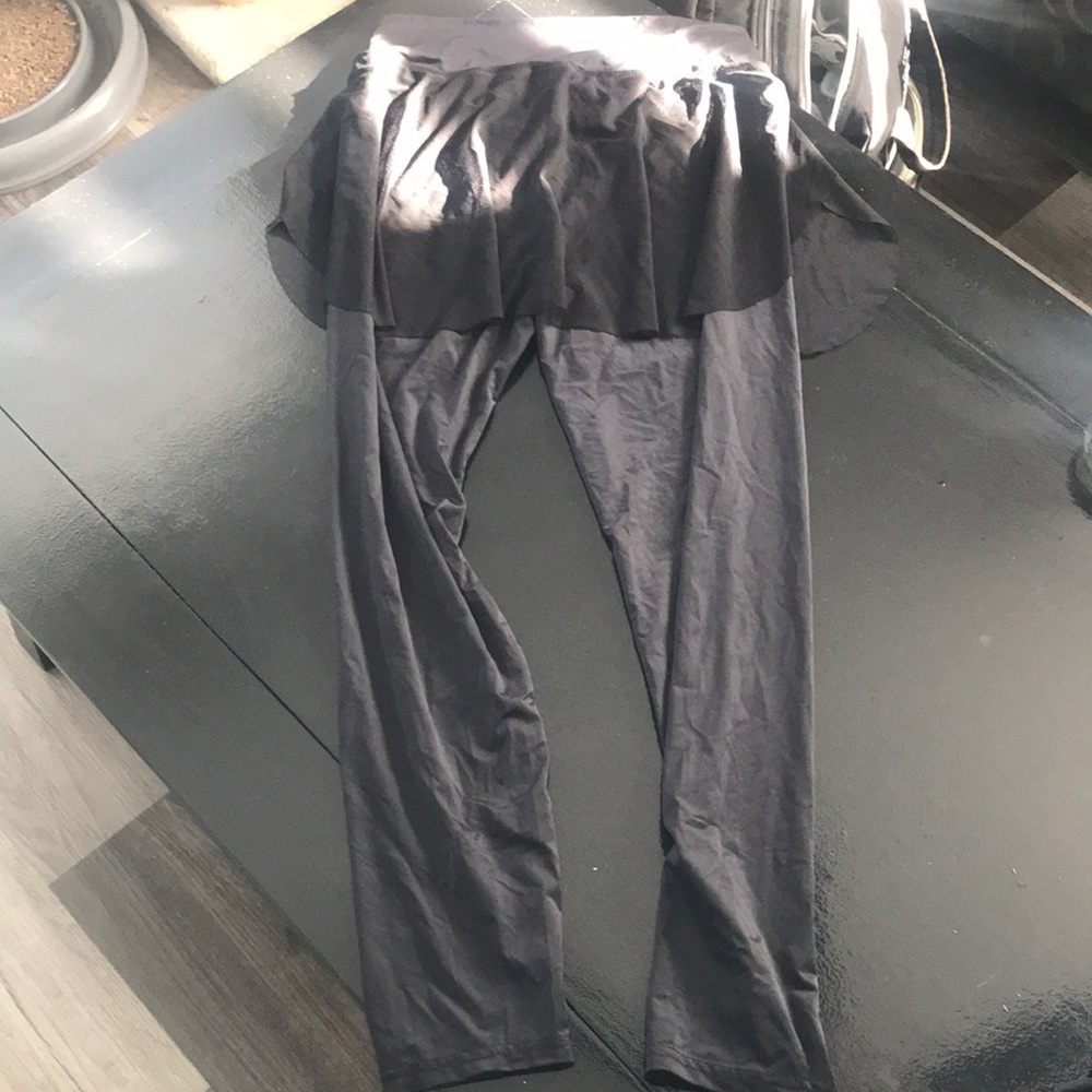 Women’s Black Leggings with Skirt Overlay